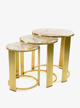 Metal and Glass Coffee Table Set of 3