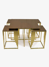 Square Mirrored Glass and Metal Table Set Baytona