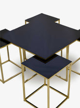 Black Glass and Metal Table Set