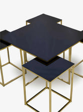 Black Glass and Metal Table Set Baytona