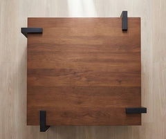 BAYTONA MX155 Modern Walnut Wood Coffee Table with Sturdy Black Metal Legs – Minimalist Square Design