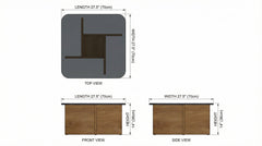 BAYTONA MX129 Modern Tempered Glass Coffee Table with Solid Wood Cross Base – Square Rounded Design