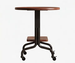 BAYTONA MX134 Round Wood Side Table with Lower Shelf & Curved Metal Legs –Compact Accent Table