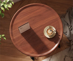 BAYTONA MX134 Round Wood Side Table with Lower Shelf & Curved Metal Legs –Compact Accent Table