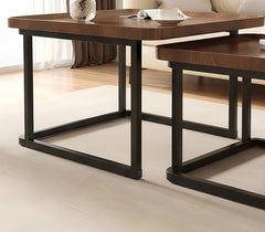BAYTONA MX109 Modern Walnut Nesting Coffee Table Set – Walnut Veneer Tops & Black Metal Frame