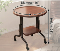 BAYTONA MX134 Round Wood Side Table with Lower Shelf & Curved Metal Legs –Compact Accent Table