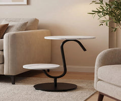 BAYTONA MX103 Modern S-Shaped Side Table with Dual Shelves Baytona