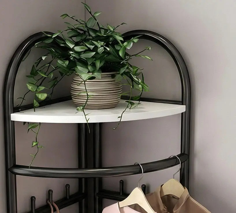 BAYTONA MX030 Modern Corner Clothing Rack with Shelves & Hooks Baytona