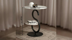 BAYTONA MX103 Modern S-Shaped Side Table with Dual Shelves