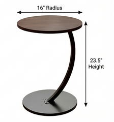 BAYTONA MX089 Modern Walnut Round Side Table with Curved Black Metal Frame