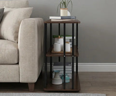 BAYTONA MX106 3-Tier Walnut Wood Storage Shelf with Black Metal Frame Baytona