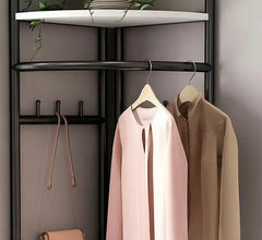 BAYTONA MX030 Modern Corner Clothing Rack with Shelves & Hooks Baytona