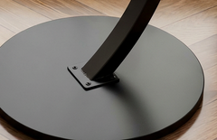 BAYTONA MX089 Modern Walnut Round Side Table with Curved Black Metal Frame