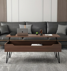 BAYTONA MX100 Mid-Century Lift-Top Coffee Table with Hidden Storage & Hairpin Legs – Walnut Finish