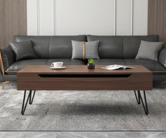 BAYTONA MX100 Mid-Century Lift-Top Coffee Table with Hidden Storage & Hairpin Legs – Walnut Finish