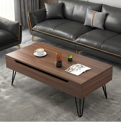 BAYTONA MX100 Mid-Century Lift-Top Coffee Table with Hidden Storage & Hairpin Legs – Walnut Finish