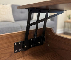 BAYTONA MX101 DUAL Modern Lift-Top Coffee Table with Hidden Storage & Hairpin Legs – Walnut Wood Finish Baytona