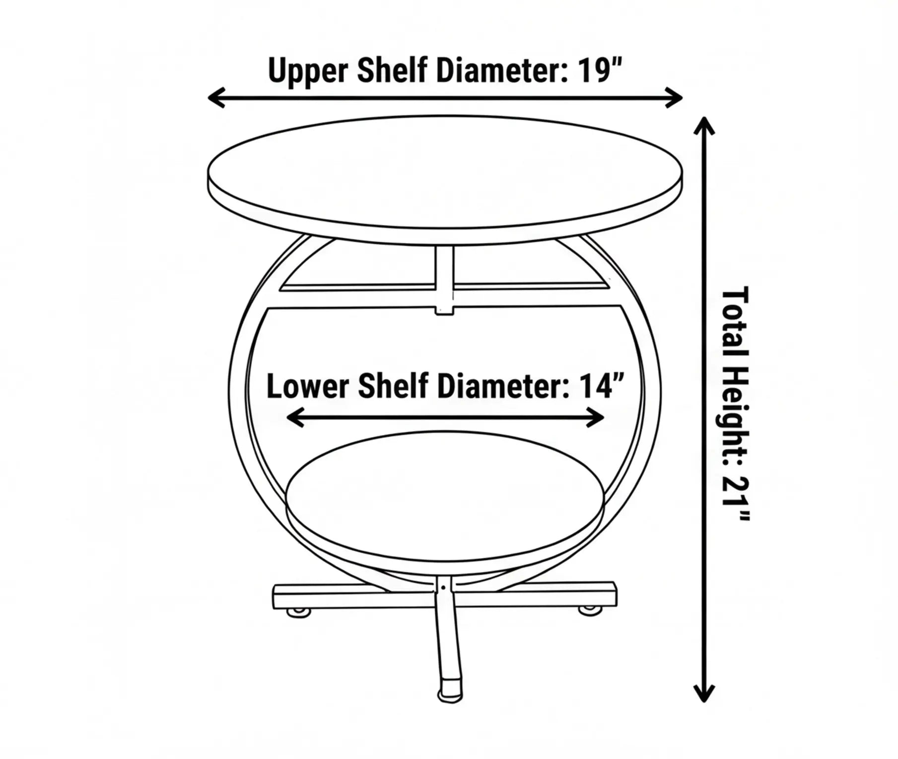 BAYTONA MX061 Modern Round Accent Table – Two-Tier Marble Look Top with Black Metal Circle Frame Baytona