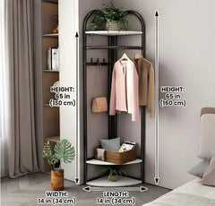 BAYTONA MX030 Modern Corner Clothing Rack with Shelves & Hooks Baytona