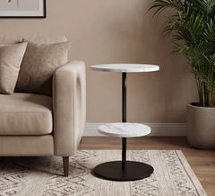 BAYTONA MX103 Modern S-Shaped Side Table with Dual Shelves Baytona