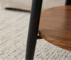 BAYTONA MX110 Modern Oval Walnut Coffee Table with Lower Storage Shelf – Black Metal Legs Baytona