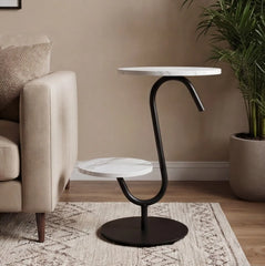 BAYTONA MX103 Modern S-Shaped Side Table with Dual Shelves Baytona