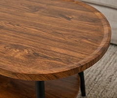 BAYTONA MX110 Modern Oval Walnut Coffee Table with Lower Storage Shelf – Black Metal Legs Baytona