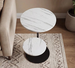 BAYTONA MX103 Modern S-Shaped Side Table with Dual Shelves Baytona