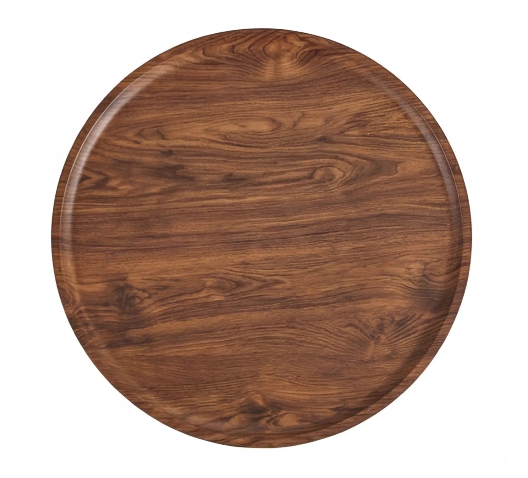 BAYTONA MX092 Round Walnut Finish Two-Tier Side Table with Tray Top & Metal Frame Baytona