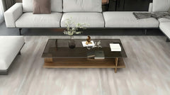 BAYTONA MX150 Modern Tempered Glass Coffee Table with Solid Wood Base & Storage Shelf