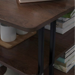 BAYTONA MX107 Three-Tier Dark Walnut Side Table with Black Metal Frame – Multi-Level Storage Organizer